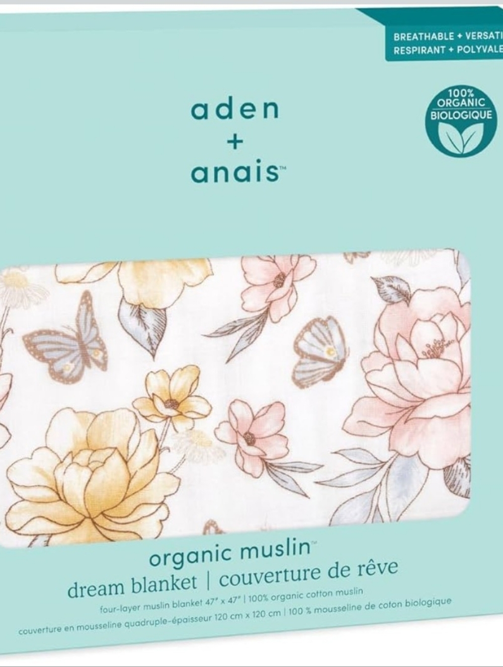 NWT aden + anais Floral Dream Organic Muslin Dream Blanket